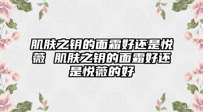 肌膚之鑰的面霜好還是悅薇 肌膚之鑰的面霜好還是悅薇的好