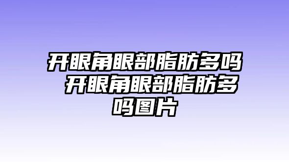 開眼角眼部脂肪多嗎 開眼角眼部脂肪多嗎圖片