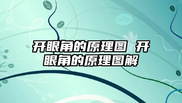 開眼角的原理圖 開眼角的原理圖解